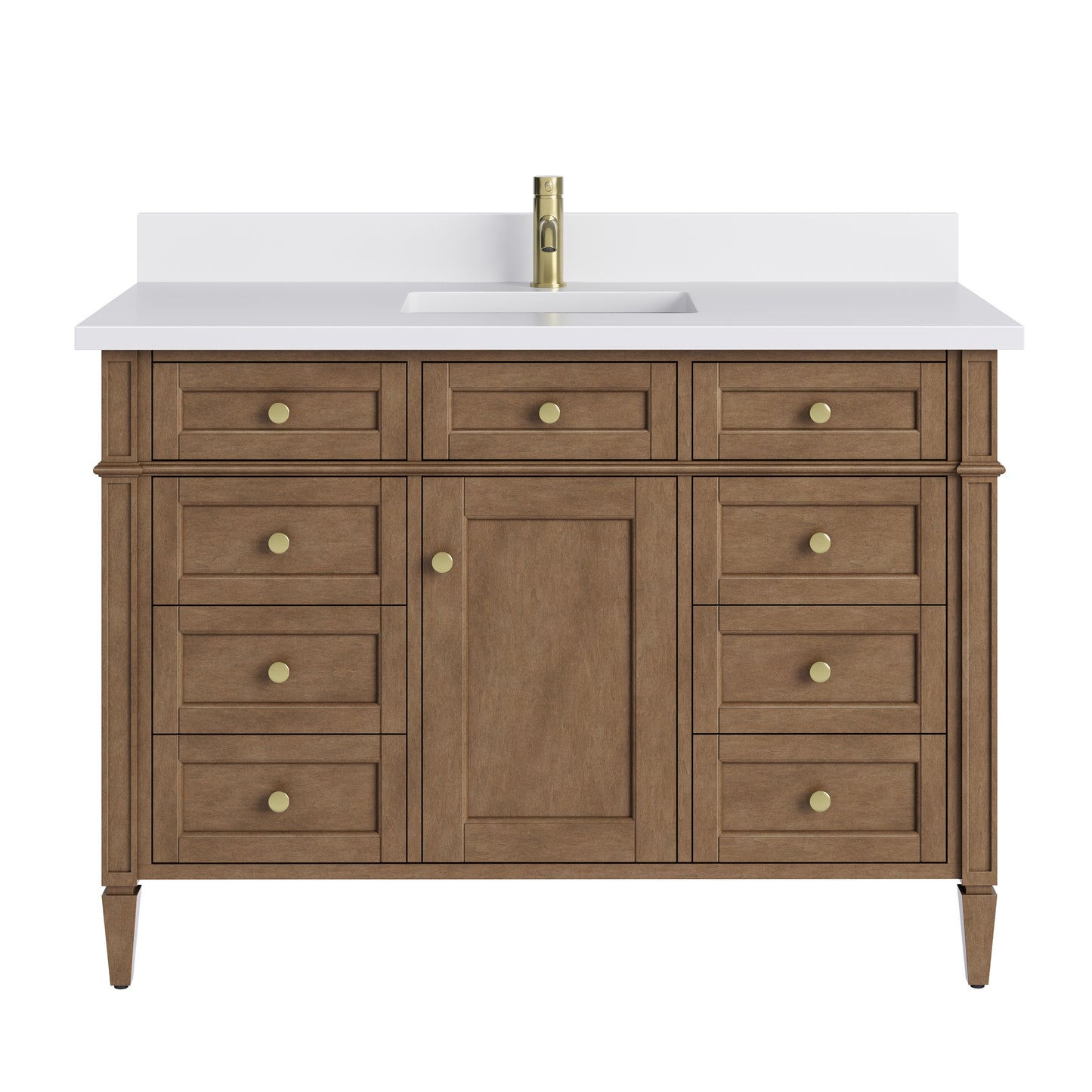James Martin Brittany 48" Single Vanity with Single Hole 3 CM White Zeus Quartz Top & Backsplash