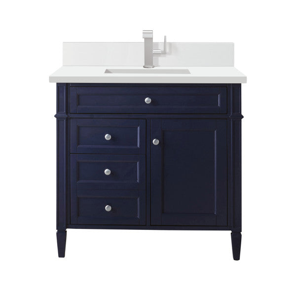 James Martin Brittany 36" Single Vanity, Victory Blue W/3CM Countertop - Luxe Bathroom Vanities