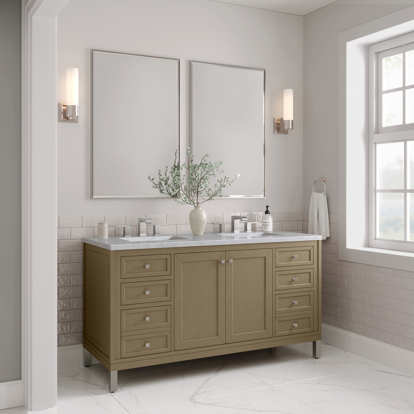 James Martin Chicago 60" Double Vanity with 3 CM Countertop