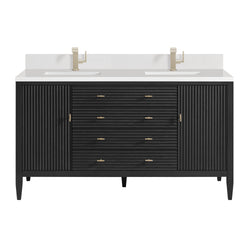 James Martin Myrrin 60" Double Vanity with Single Hole 3 CM White Zeus Silestone Top & Backsplash