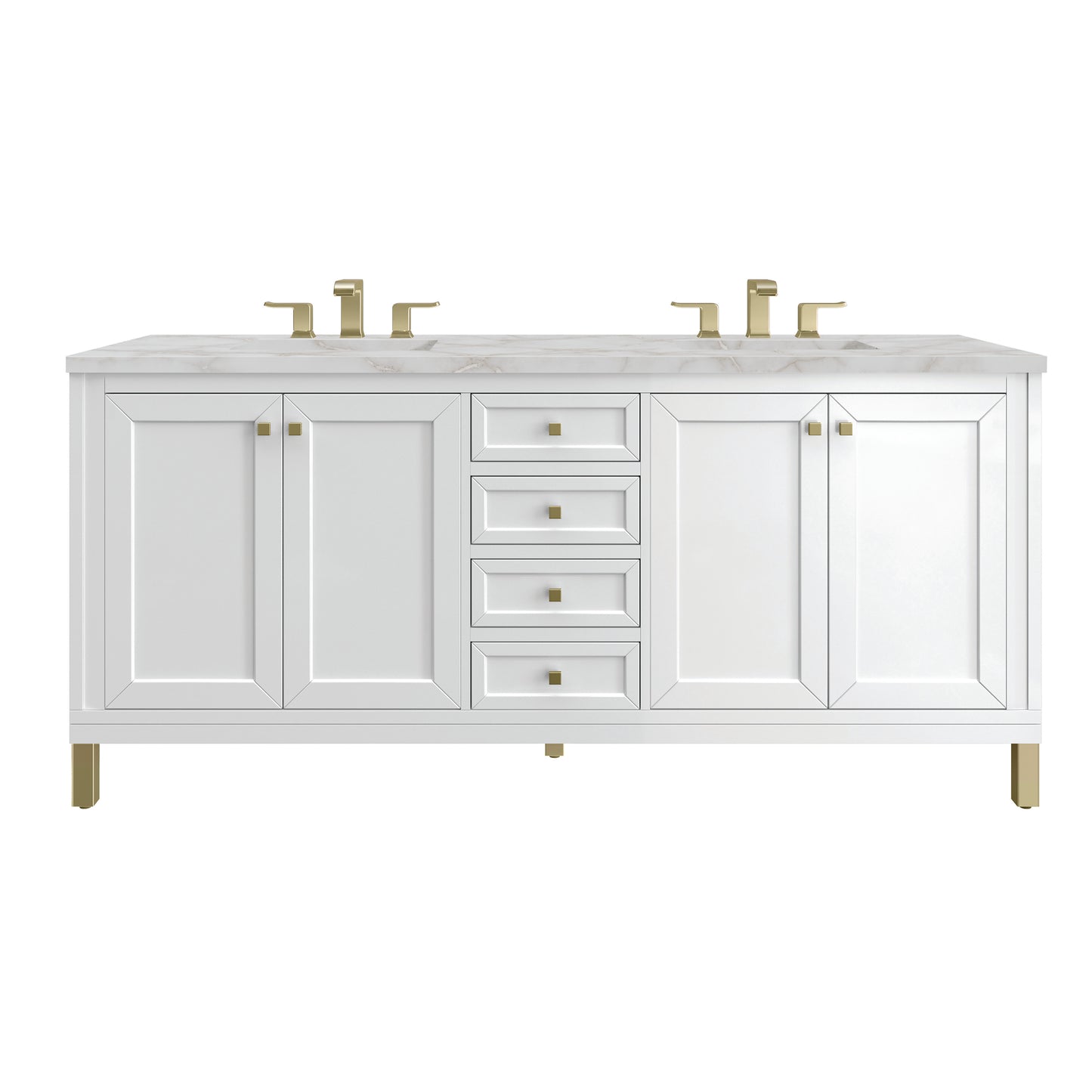 James Martin Chicago 72" Double Vanity with 3 CM Countertop & FreePower Wireless Charger