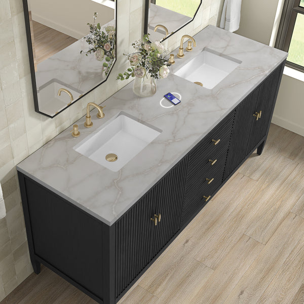 James Martin Myrrin 72" Double Vanity with 3 CM Countertop & FreePower Wireless Charger