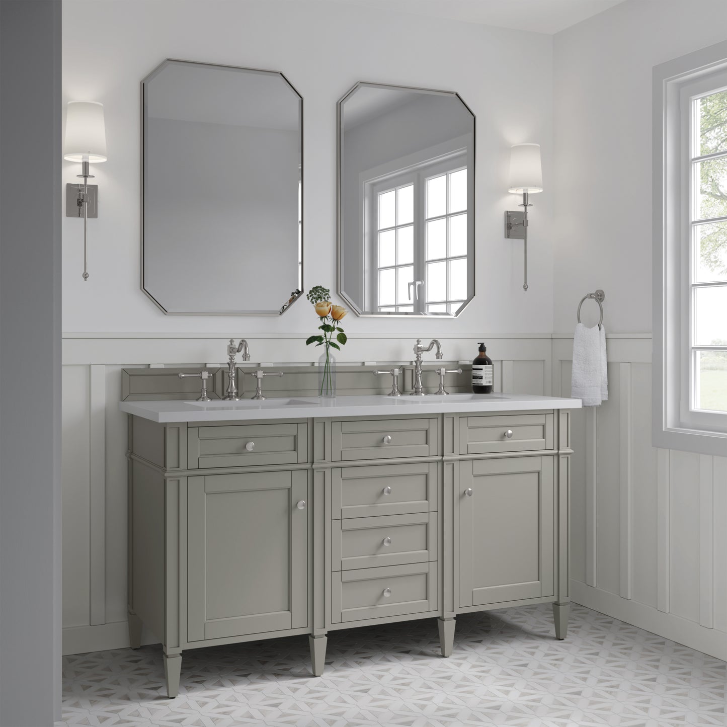 James Martin Brittany 60" Double Vanity with 3 CM Countertop