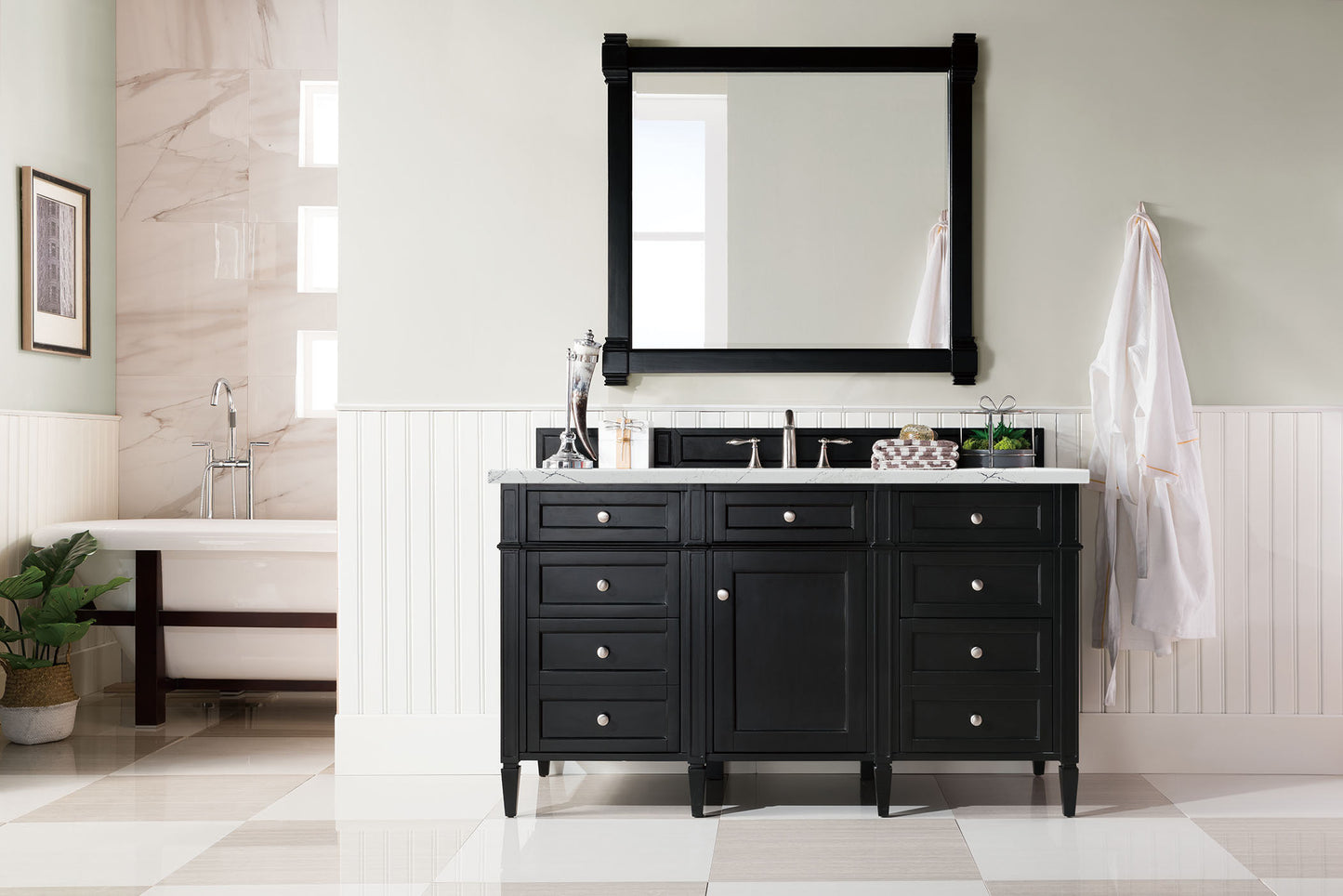 James Martin Brittany 60" Single Vanity with 3 CM Countertop & FreePower Wireless Charger