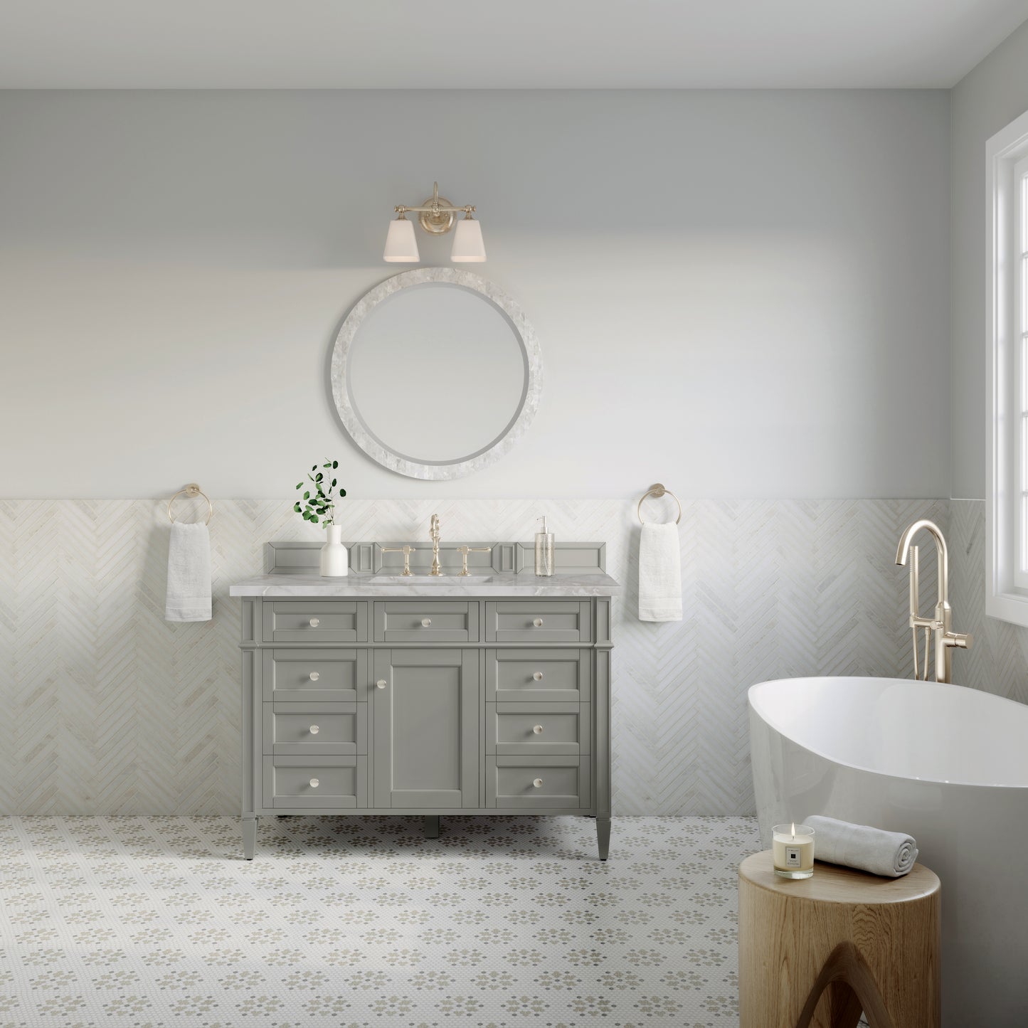 James Martin Brittany 48" Single Vanity with 3 CM Countertop & FreePower Wireless Charger