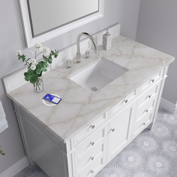 James Martin Brittany 48" Single Vanity with 3 CM Countertop & FreePower Wireless Charger