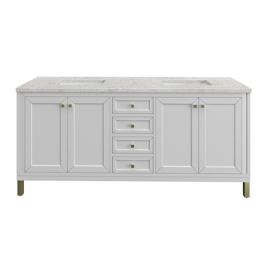 James Martin Chicago 72" Double Vanity with 3 CM Countertop & FreePower Wireless Charger