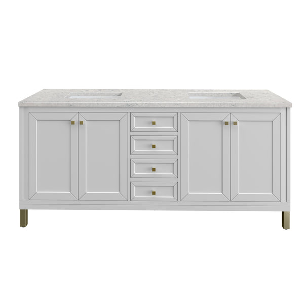 James Martin Chicago 72" Double Vanity with 3 CM Countertop & FreePower Wireless Charger
