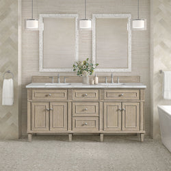 James Martin Lorelai 72" Double Vanity with 3 CM Countertop & FreePower Wireless Charger