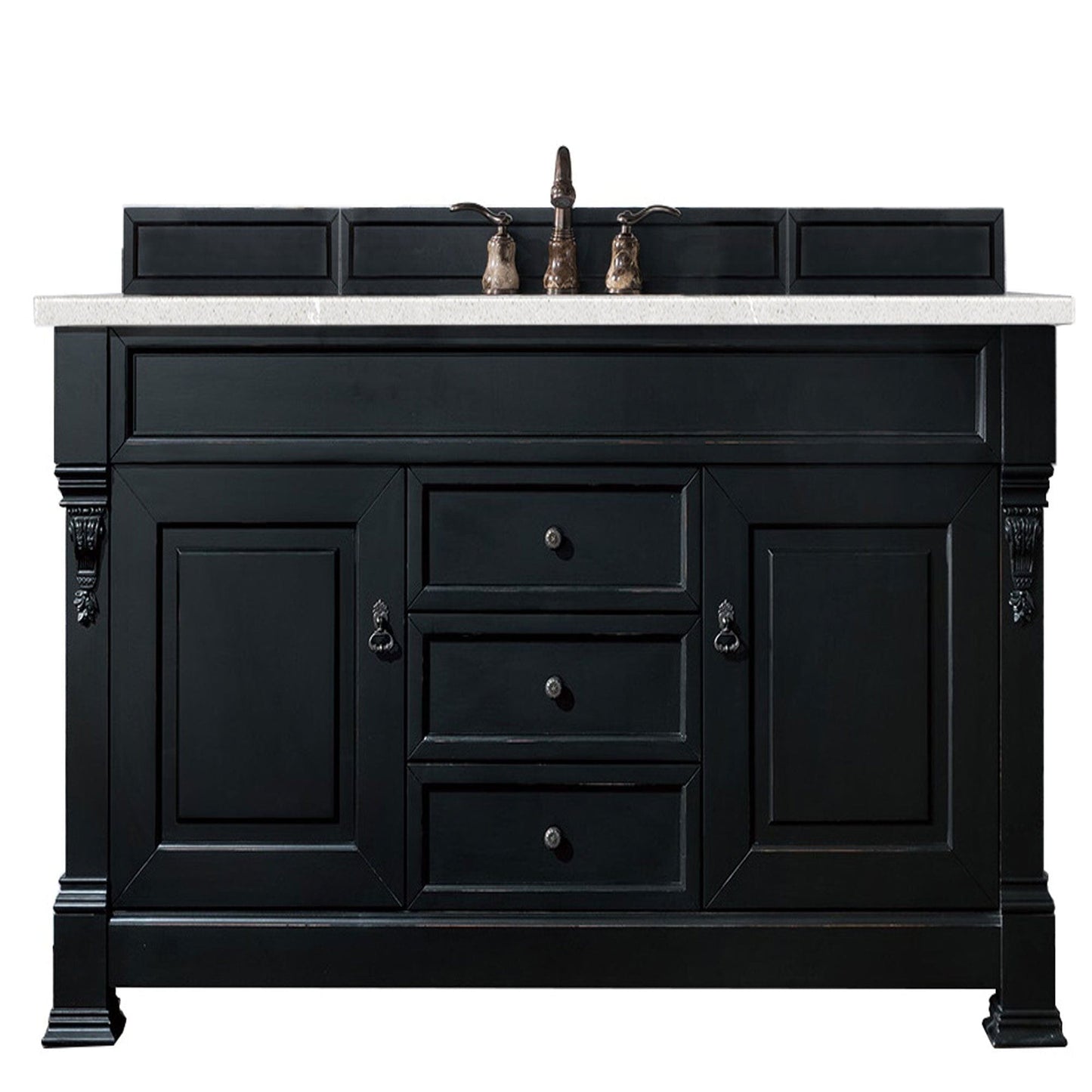 James Martin Brookfield 60" Single Vanity Vanities James Martin Antique Black w/ 3 CM Eternal Serena Quartz Top 