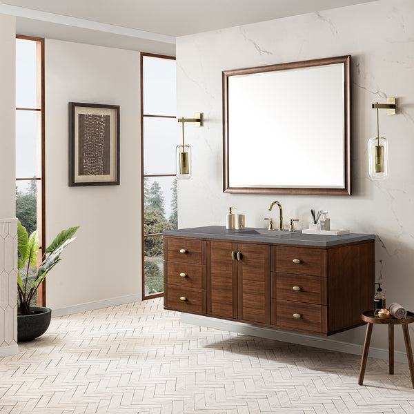 James Martin Amberly 60" Single Vanity, Mid-Century Walnut