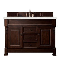 James Martin Brookfield 60" Single Vanity Vanities James Martin Burnished Mahogany w/ 3 CM Eternal Serena Quartz Top 