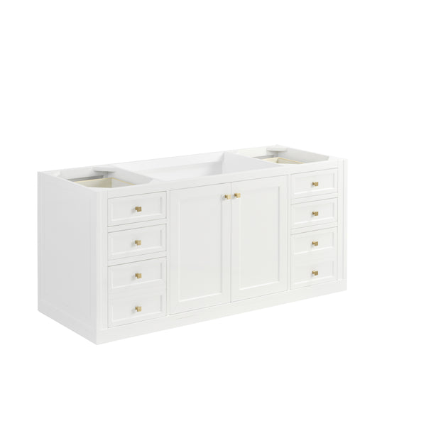 James Martin Chicago 60" Single Vanity with Single Hole 3CM White Zeus Silestone Top & Backsplash