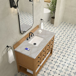 James Martin Malibu 48" Single Vanity, Amber Birch with 3 CM Countertop & FreePower Wireless Charger