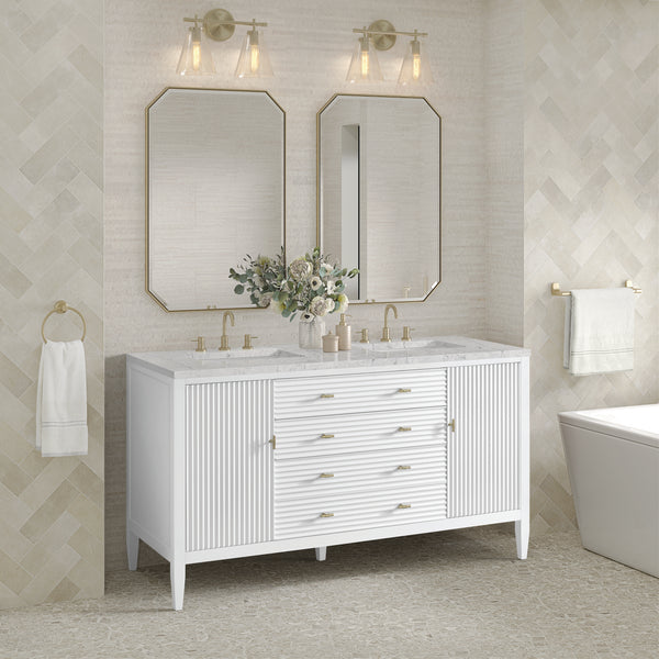 James Martin Myrrin 60" Double Vanity with 3 CM Countertop & FreePower Wireless Charger