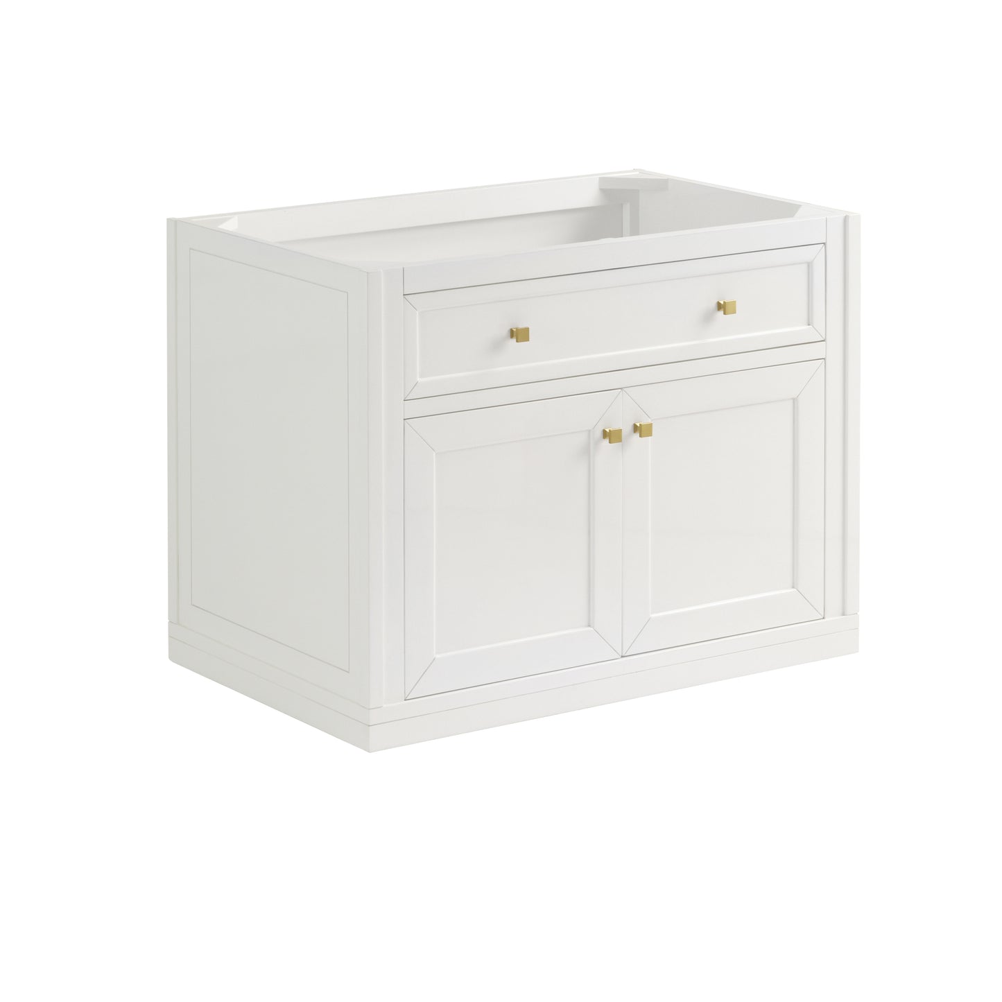 James Martin Chicago 36" Single Vanity with Single Hole 3CM White Zeus Silestone Top & Backsplash