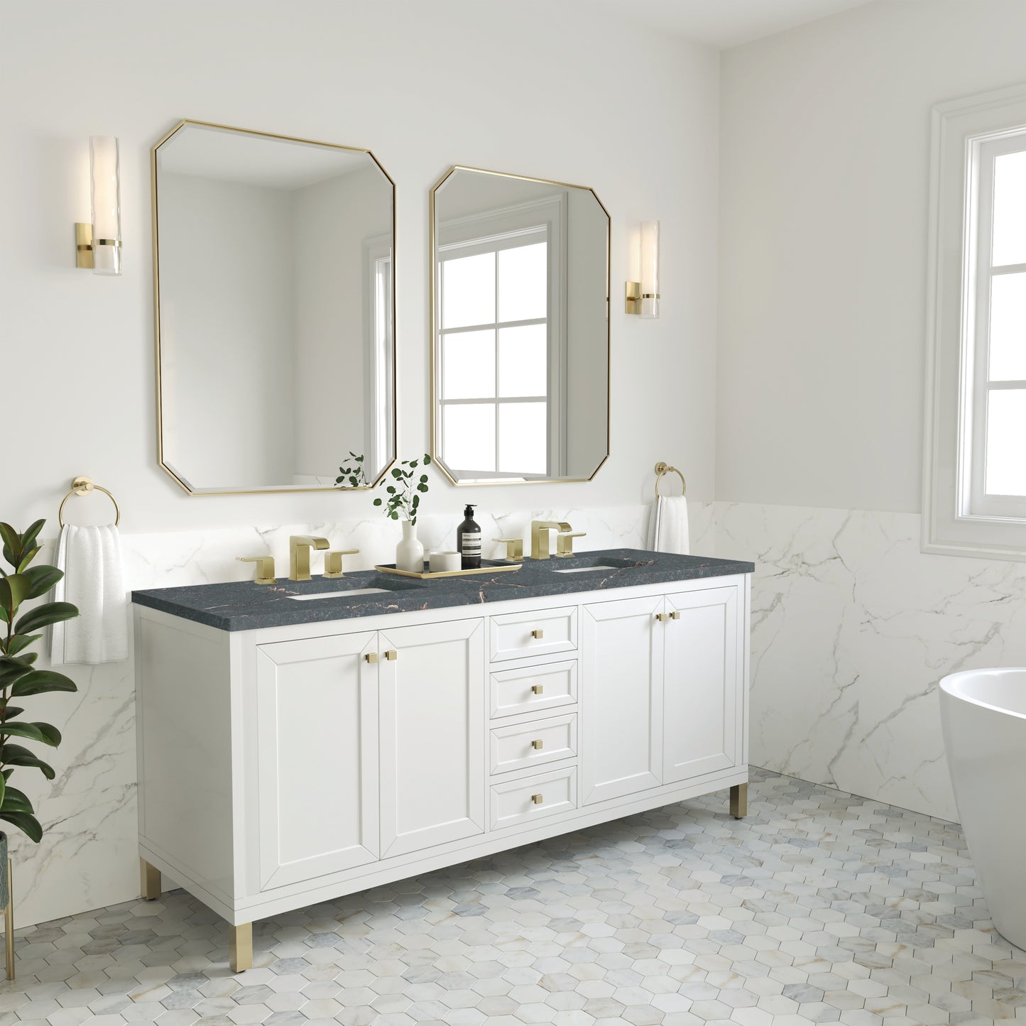 James Martin Chicago 72" Double Vanity with 3 CM Countertop