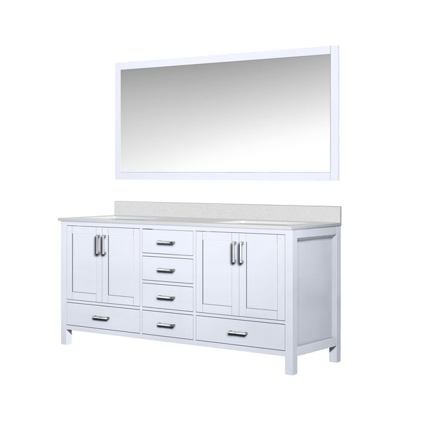 Lexora Collection Jacques 72 inch Double Bath Vanity, Top, and 70 inch Mirror - Luxe Bathroom Vanities