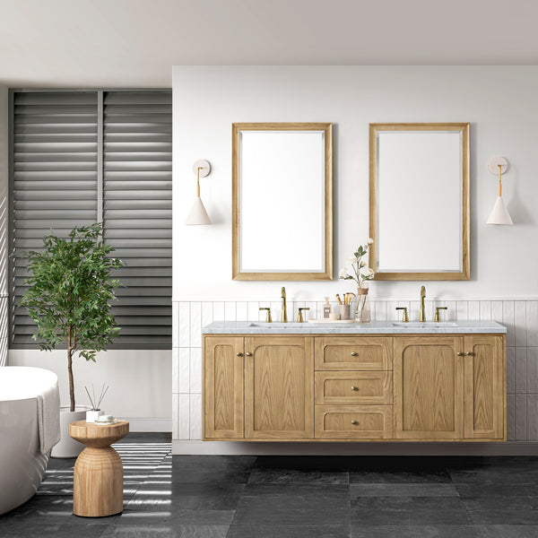 James Martin Laurent 72" Double Vanity, Light Natural Oak