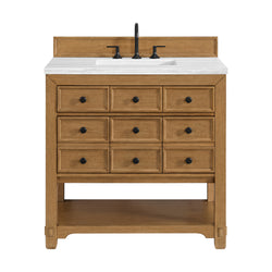 James Martin Malibu 36" Single Vanity, Amber Birch w/ 3 CM Counter Top - Luxe Bathroom Vanities