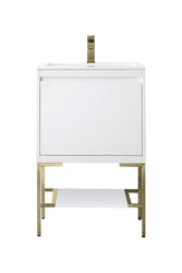 James Martin Mantova 23.6" Single Vanity With Stand and Composite Stone Top - Luxe Bathroom Vanities