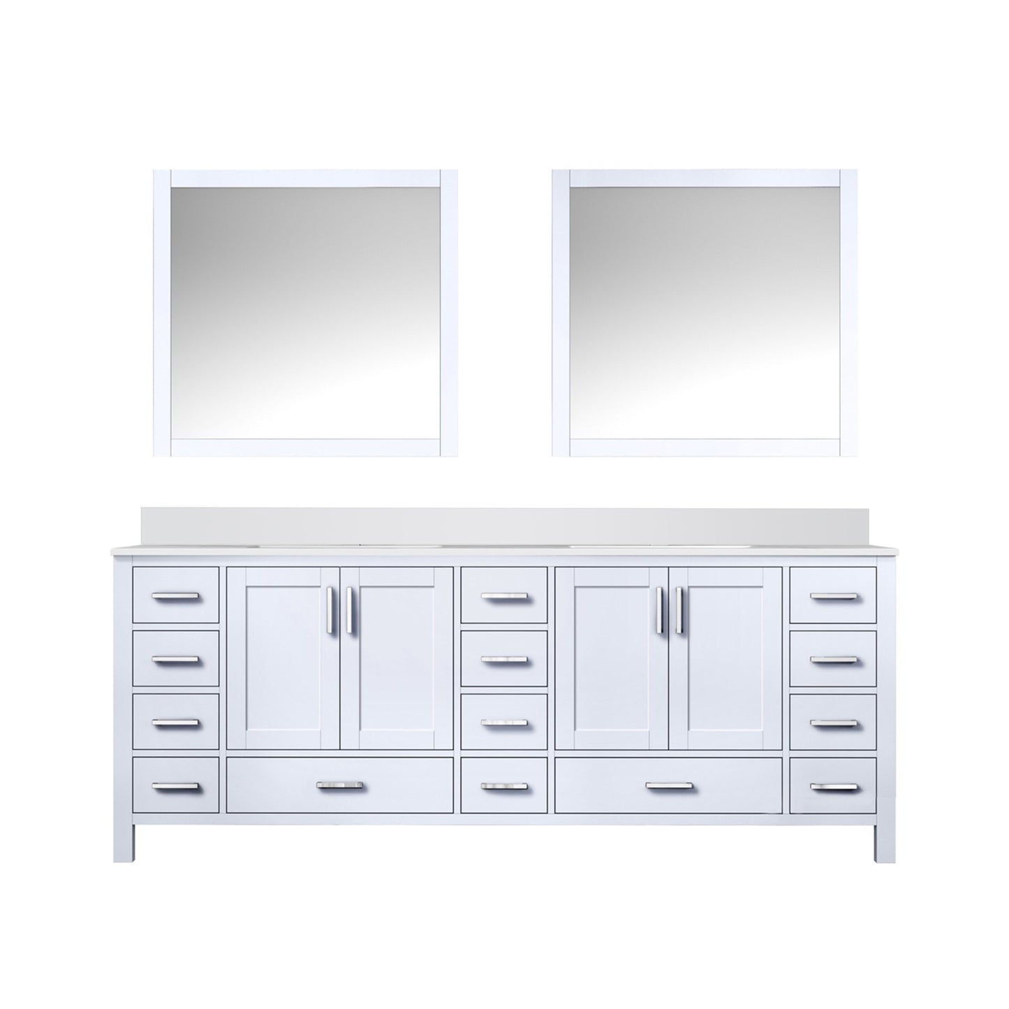 Lexora Collection Jacques 84 inch Double Bath Vanity, Top, and 34 inch Mirrors Set - Luxe Bathroom Vanities