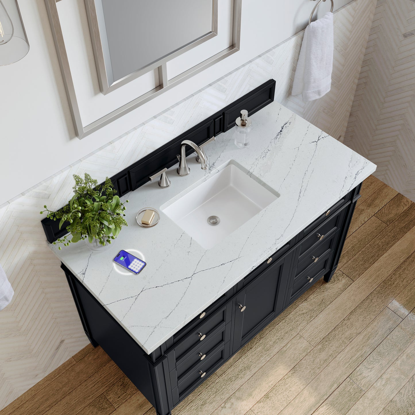 James Martin Brittany 48" Single Vanity with 3 CM Countertop & FreePower Wireless Charger