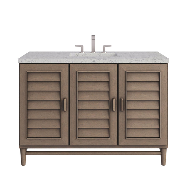 James Martin Portland 48" Single Vanity Whitewashed Walnut with 3 CM Countertop & FreePower Wireless Charger