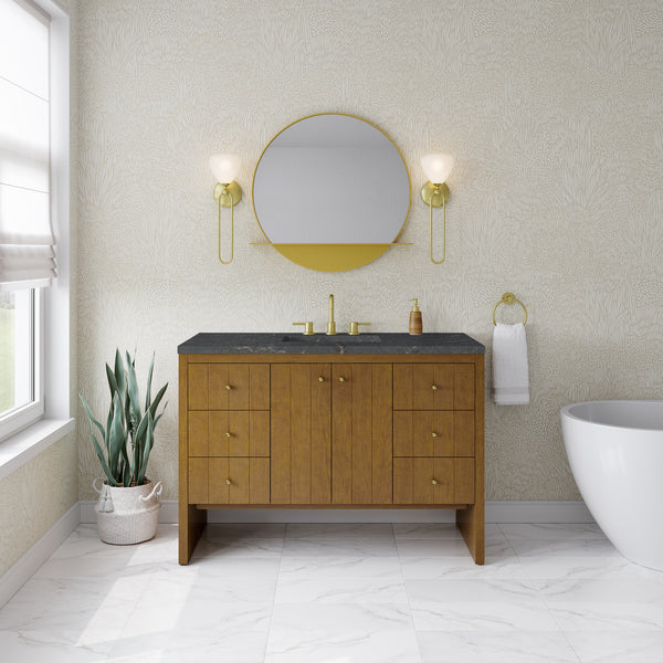 James Martin Hudson 48" Single Vanity Honey Oak w/ 3 CM Countertop & FreePower Wireless Charger