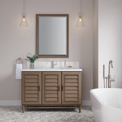 James Martin Portland 48" Single Vanity Whitewashed Walnut with Single Hole 3 CM White Zeus Silestone Top & Backsplash