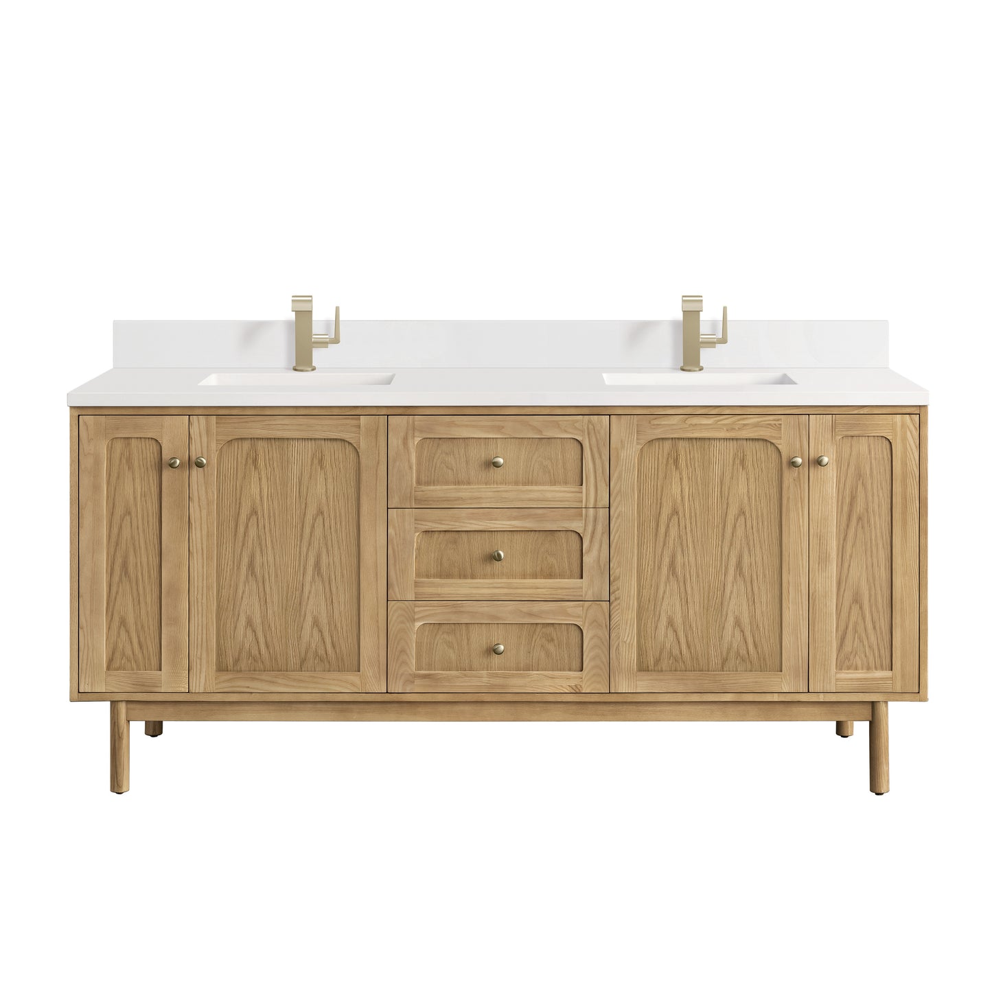 James Martin Laurent 72" Double Vanity with Single Hole 3 CM White Zeus Silestone Top and Matching Backsplash