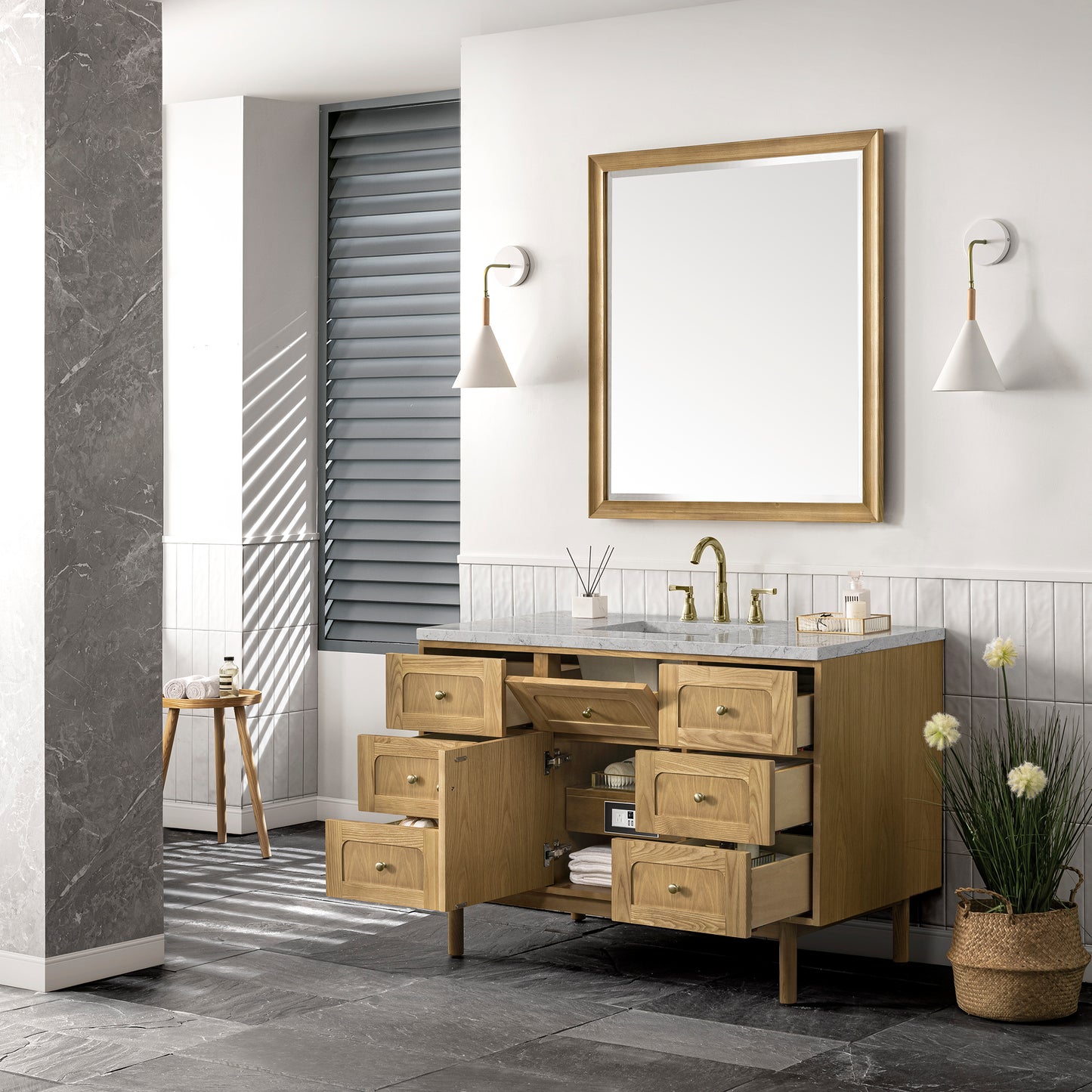 James Martin Laurent 48" Single Vanity with 3 CM Countertop & FreePower Wireless Charger