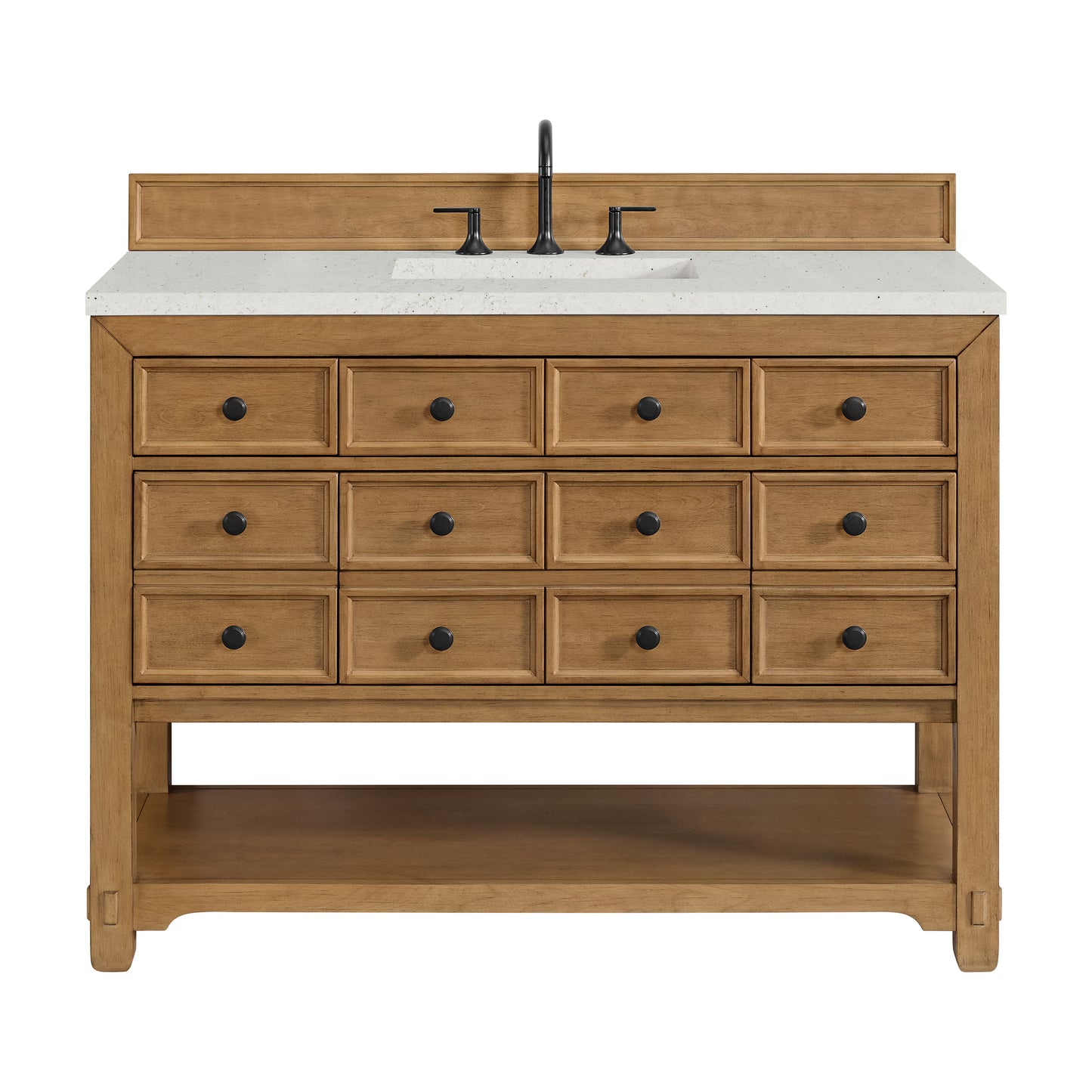 James Martin Malibu 48" Single Vanity, Amber Birch w/ 3 CM Counter Top - Luxe Bathroom Vanities