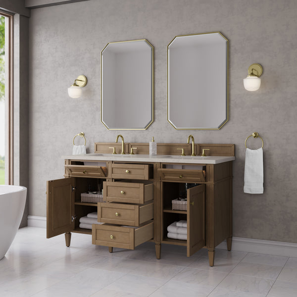 James Martin Brittany 60" Double Vanity with 3 CM Countertop & FreePower Wireless Charger