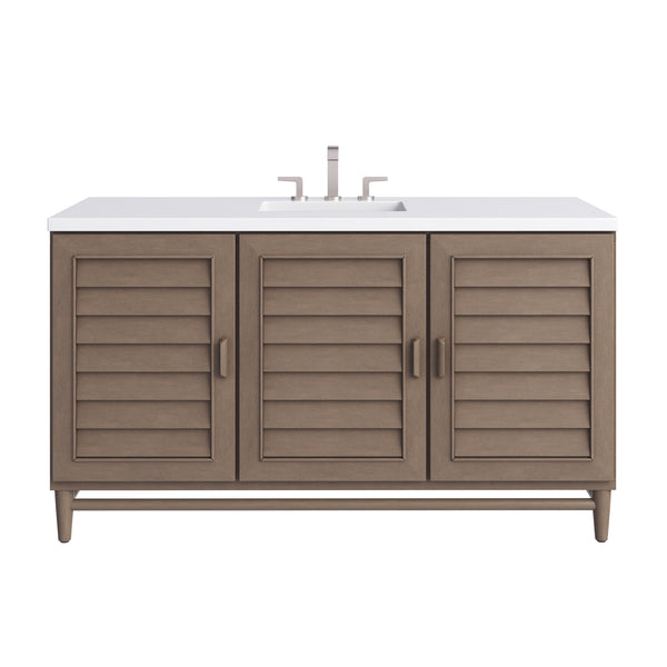 James Martin Portland 60" Single Vanity Whitewashed Walnut with 3 CM Countertop