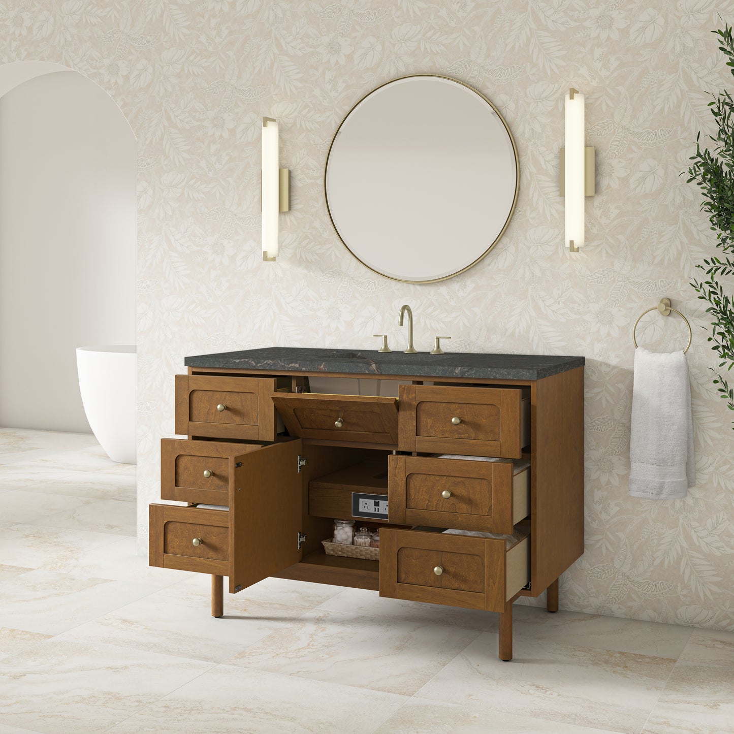 James Martin Laurent 48" Single Vanity with 3 CM Countertop & FreePower Wireless Charger