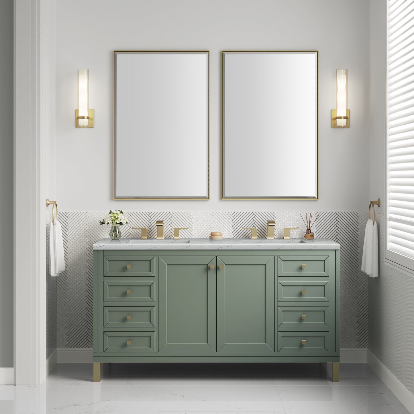 James Martin Chicago 60" Double Vanity with 3 CM Countertop