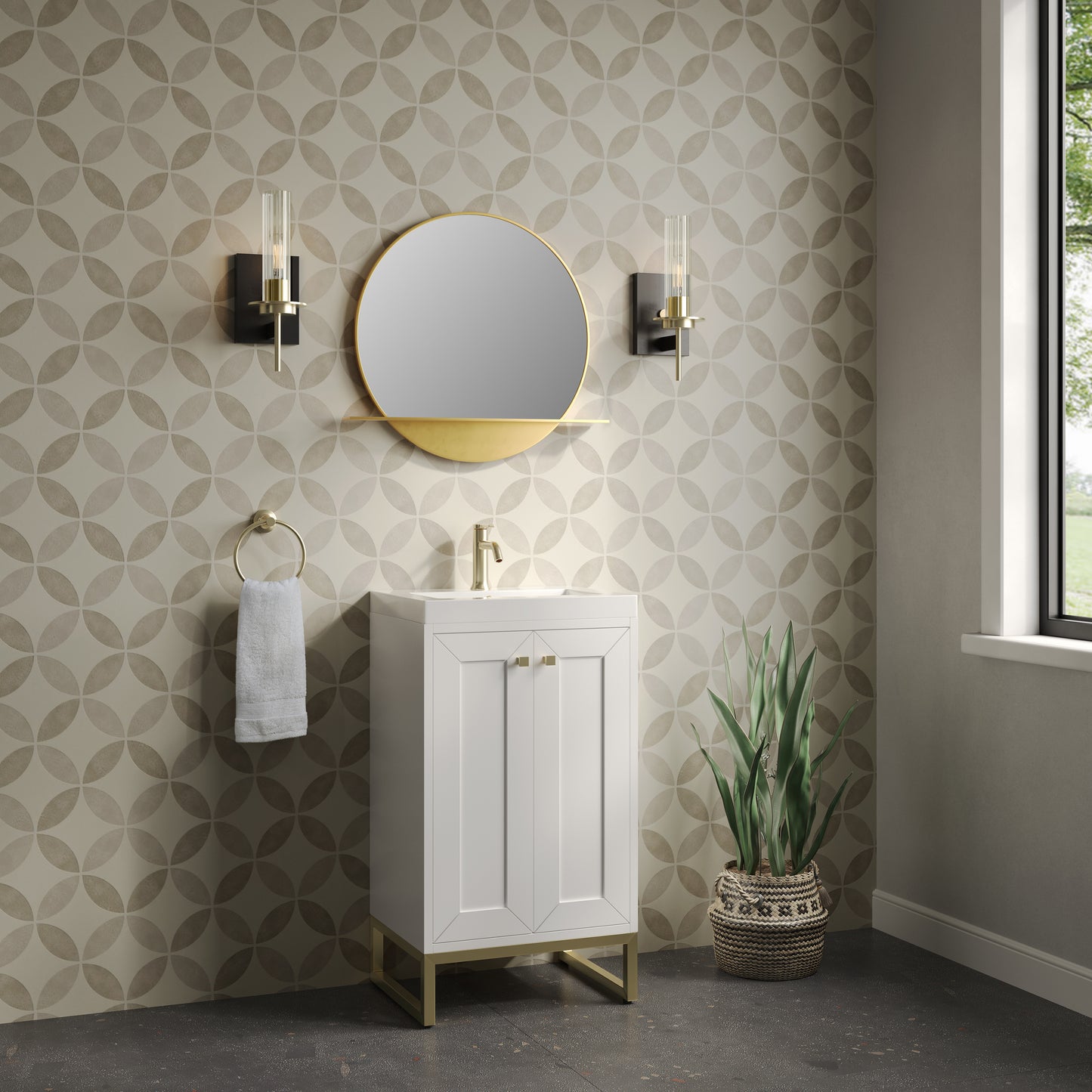 James Martin Chianti Single Vanity with White Glossy Composite Stone Top