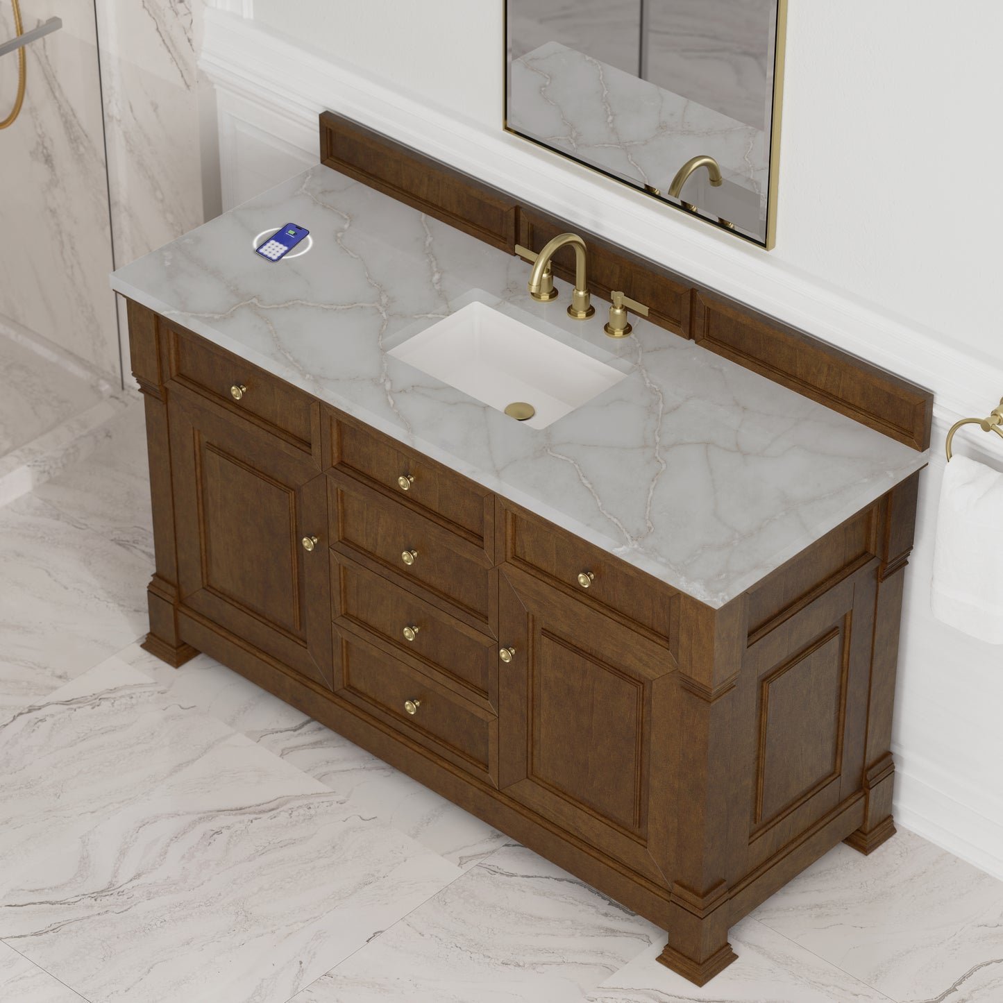 James Martin Brookfield 60" Single Vanity with 3CM Countertop & FreePower Wireless Charger
