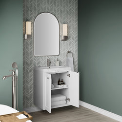 James Martin Chianti Single Floating Vanity with White Glossy Composite Stone Top