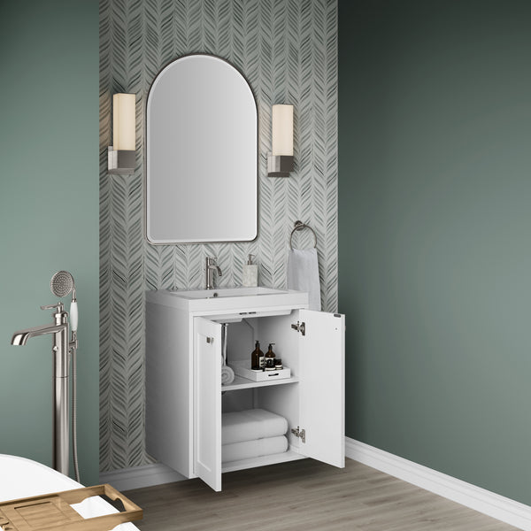 James Martin Chianti Single Floating Vanity with White Glossy Composite Stone Top