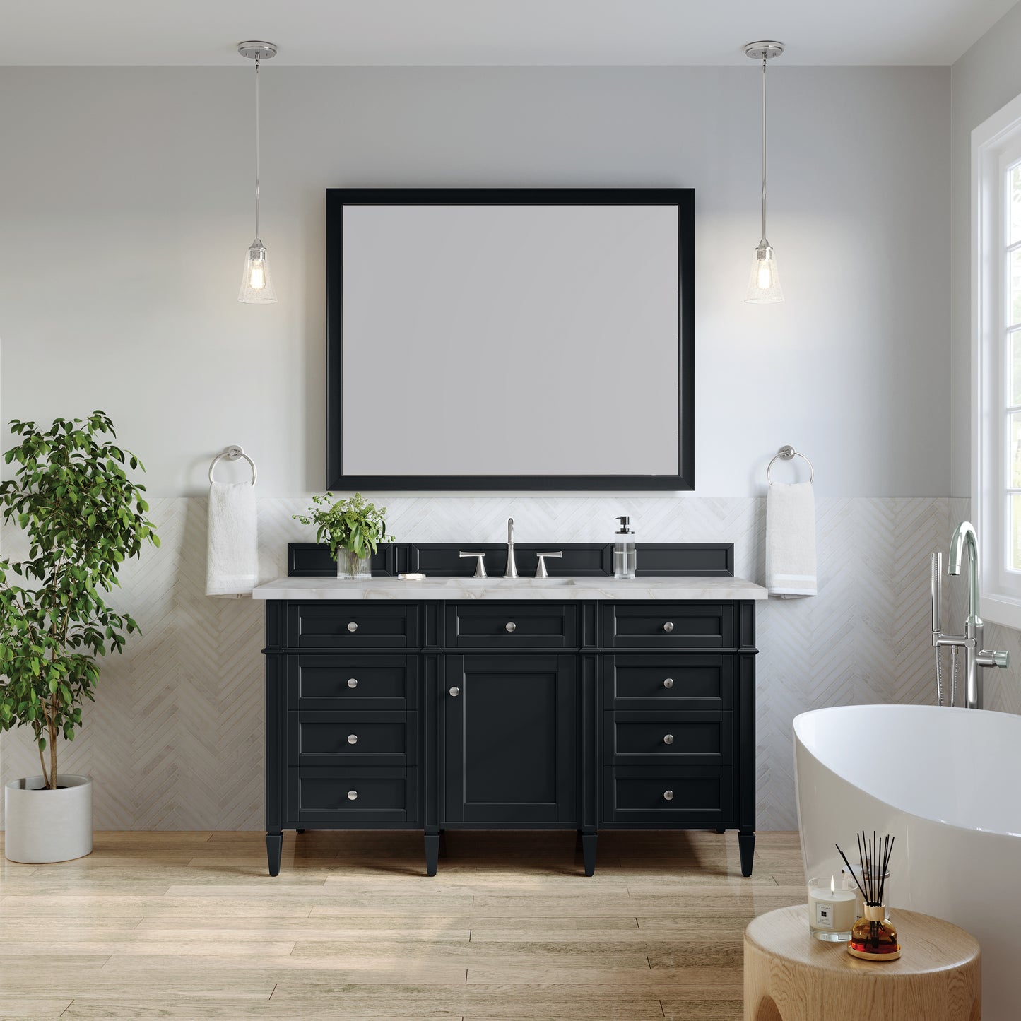 James Martin Brittany 60" Single Vanity with 3 CM Countertop & FreePower Wireless Charger