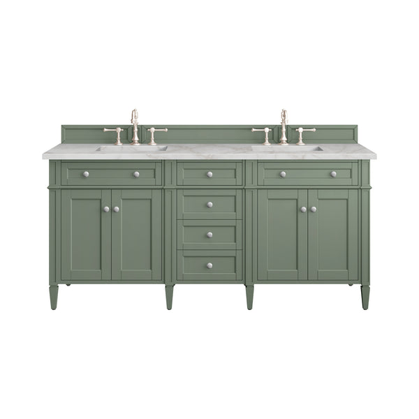 James Martin Brittany 72" Double Vanity with 3 CM Countertop & FreePower Wireless Charger