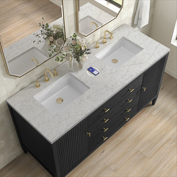 James Martin Myrrin 60" Double Vanity with 3 CM Countertop & FreePower Wireless Charger