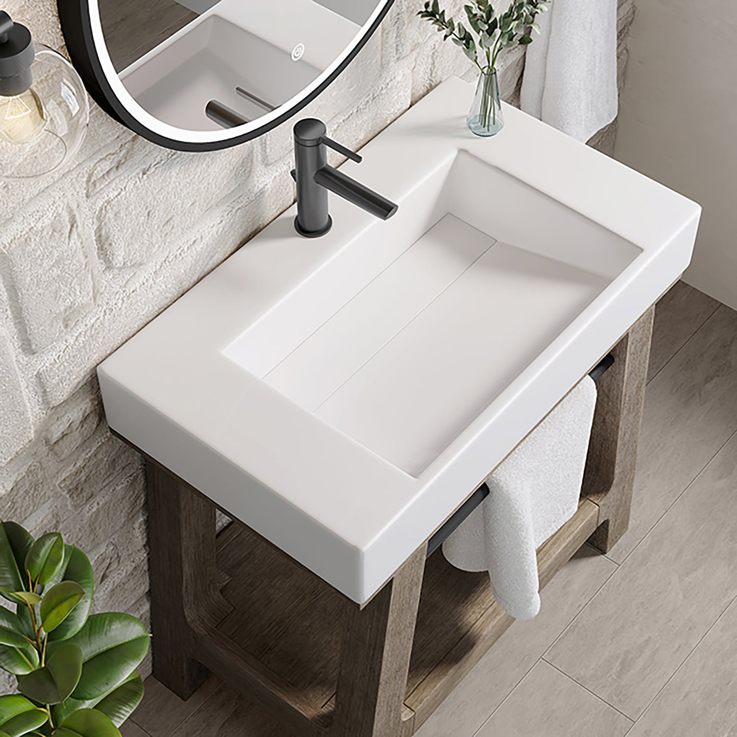 James Martin Auburn 31.5" Sink Console in Weathered Timber - Luxe Bathroom Vanities