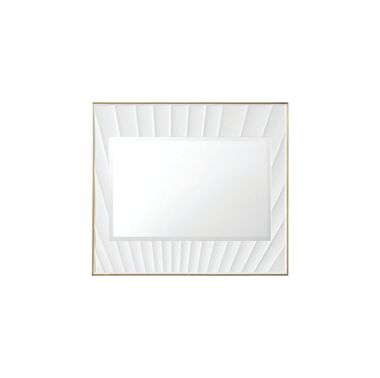 James Martin Soleil 36" Mirror, Matte White with Gold - Luxe Bathroom Vanities