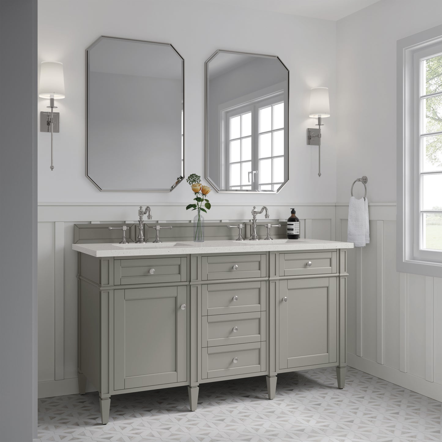 James Martin Brittany 60" Double Vanity with 3 CM Countertop