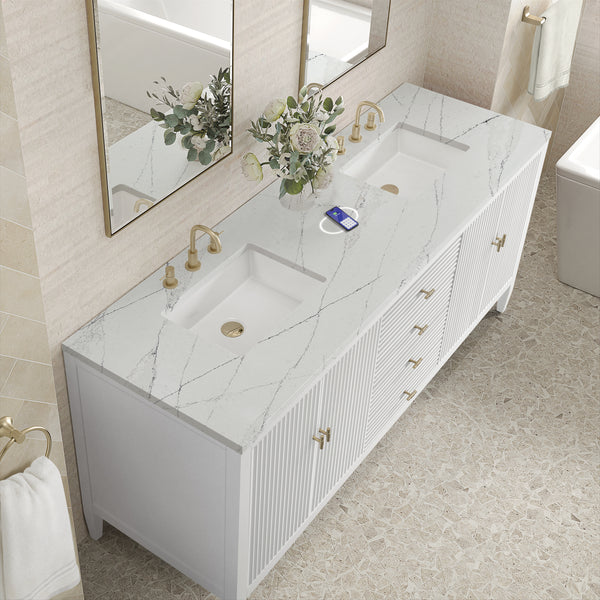 James Martin Myrrin 72" Double Vanity with 3 CM Countertop & FreePower Wireless Charger