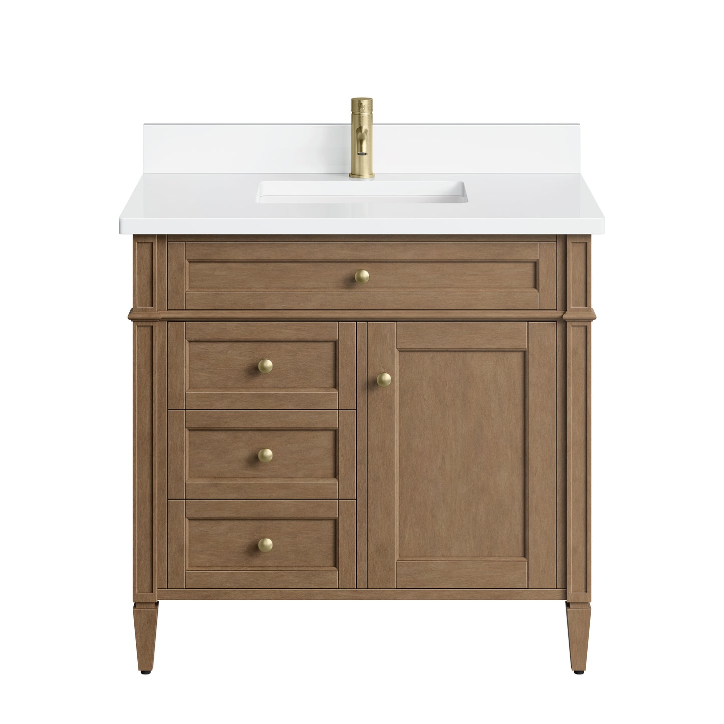 James Martin Brittany 36" Single Vanity with Single Hole 3 CM White Zeus Silestone Top & Backsplash