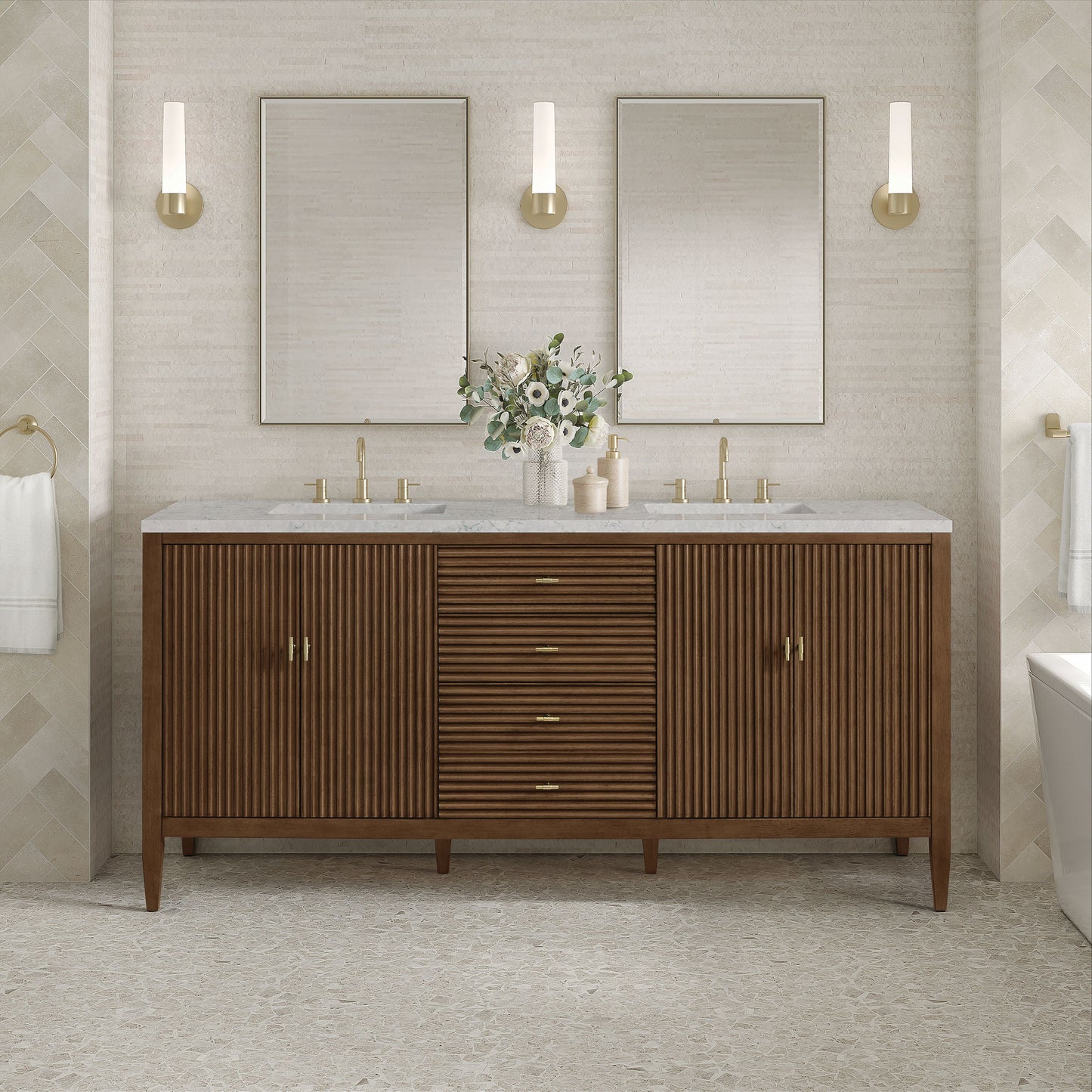 James Martin Myrrin 72" Double Vanity with 3 CM Countertop